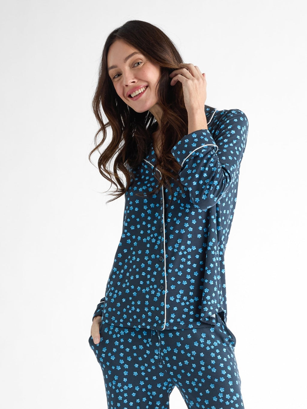 Women's Bamboo Stretch-Knit Long Sleeve Pajama Top
