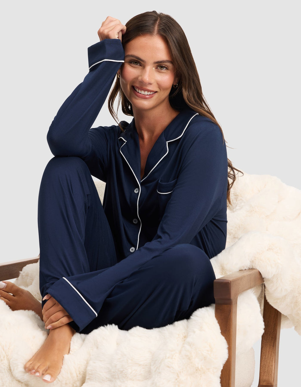 Women's Bamboo Stretch-Knit Long Sleeve Pajama Set